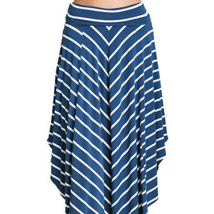 Umgee Bohemian Indigo Striped Midi Skirt